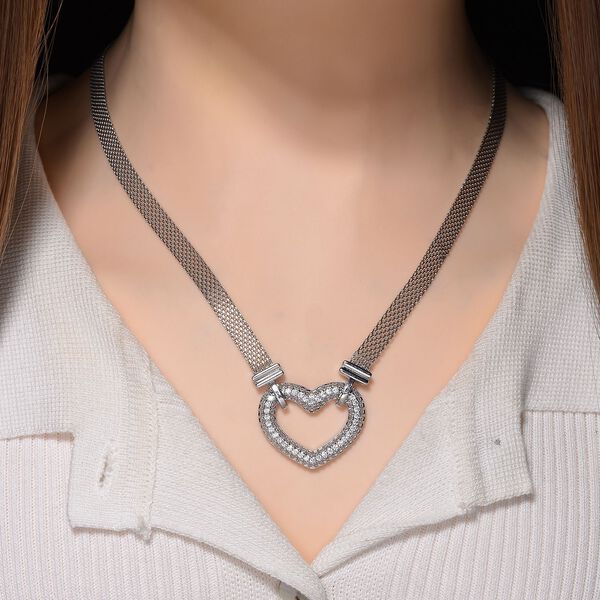 Weiße Zirkonia 50+5cm Halskette in Silberton image number 2