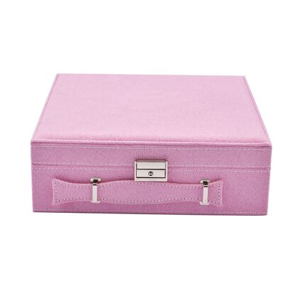 2-lagiges Schmuckkästchen mit herausnehmbarem Tablett, Rosa