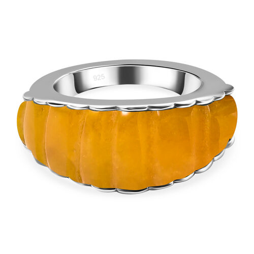 Gelbe Jade Ring 925 Silber Rhodium-Überzug image number 0