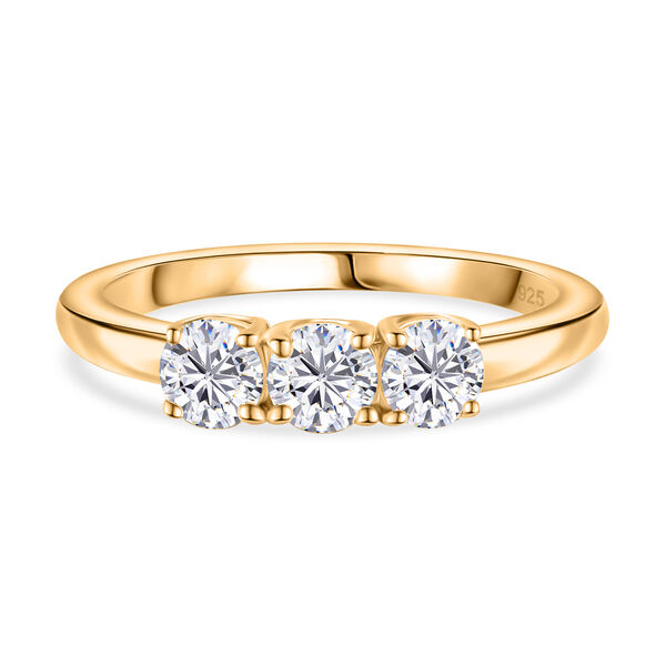 Moissanit Ring, 925 Silber vergoldet - 0,68 ct.