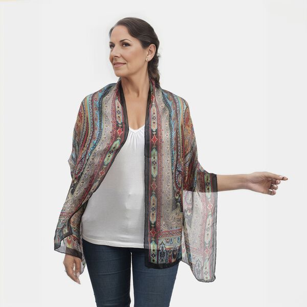 100% Satin-Seidenschal, 50x160 cm, mehrfarbig image number 2