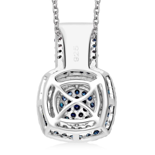 Blauer und wei&szlig;er Diamant-Anh&auml;nger mit 50cm Kette - 1 ct. image number 7