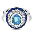 Pfau Triplett Quarz und Zirkon Ring 925 Silber platiniert (Größe 16.00)