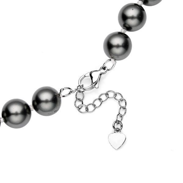 Schwarze Muschelkernperlen-Halskette, ca. 45 cm, silberfarben image number 4