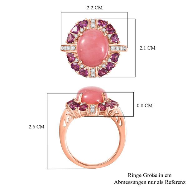 Herzklang - D joy AA Vinicunca-Peruanischer Opal, Rhodolith Granat Ring 925 Silber 750 Ros&eacute;gold Vermeil (Gr&ouml;&szlig;e 17.00) ca. 6,07 ct image number 7