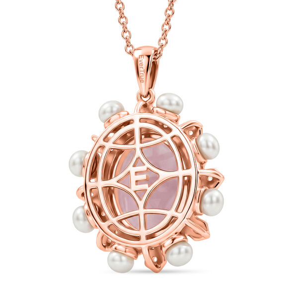 EverTrue Kunzit, S&uuml;&szlig;wasser Perle und Zirkon Anh&auml;nger mit 50cm Kette image number 4