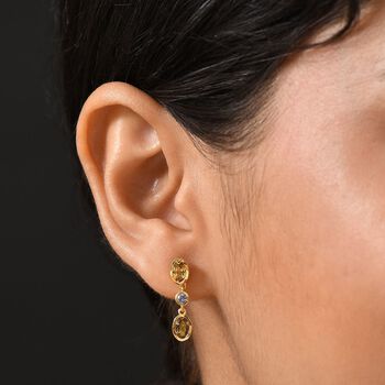 D'Joy Nat&uuml;rliche goldene Tansanit und Tansanit Ohrringe - 1,78 ct.