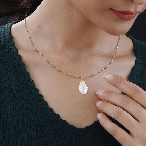 13-16 mm weißer Barockperlen-Anhänger mit 45cm Kette image number 3