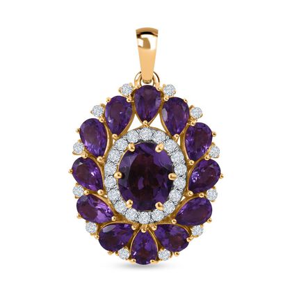 AA Lusaka Amethyst Anh&auml;nger, 925 Silber vergoldet, ca. 7.83 ct