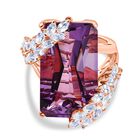 D'Joy AAA Rose De France Amethyst, Weißer Topas Ring 925 Silber 750 Roségold Vermeil (Größe 17.00) ca. 23,70 ct