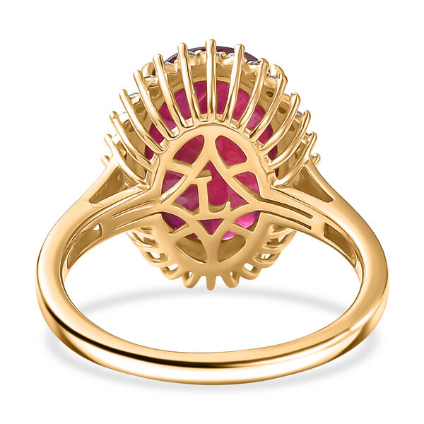 LUXURIANT - AA Niassa Rubin, Lab Grown Diamant Ring 925 Silber 750 Gelbgold Vermeil (Gr&ouml;&szlig;e 17.00) ca. 8,95 ct image number 5