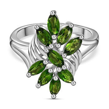 Nat&uuml;rlicher Chromdiopsid Ring 925 Silber rhodiniert (Gr&ouml;&szlig;e 16.00) ca. 0,90 ct