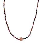 Mehrfarbige-Turmalin flexible Halskette, Pfirsich Perlen, 925 Silber rhodiniert