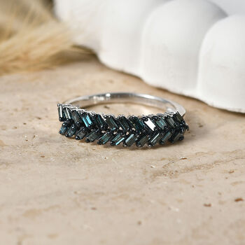 D'Joy Blauer Diamant Ring 925 Silber Rhodiniert (Gr&ouml;&szlig;e 17.00) ca. 0.50 ct