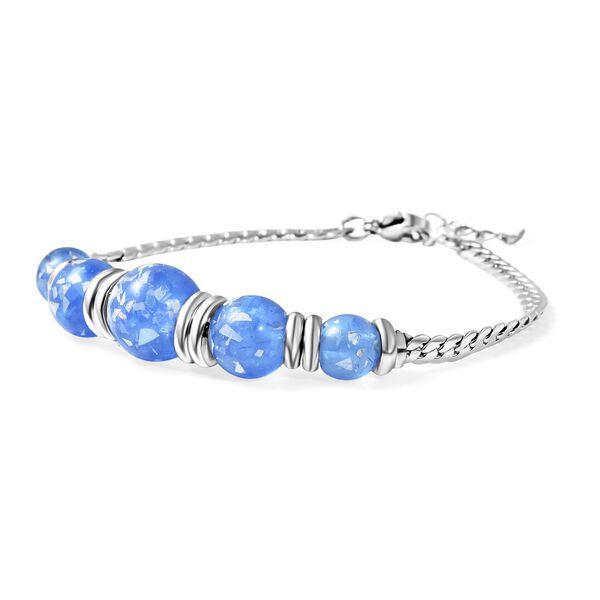 Blaues Künstlicher-Opal-Armband, ca. 18.5 cm Reiner Edelstahl image number 3