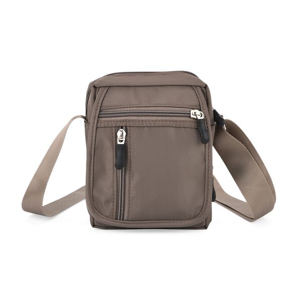 Umh&auml;ngetasche mit mehreren Rei&szlig;verschlussf&auml;chern und RFID-Schutz, 12,5x6x16cm, Grau