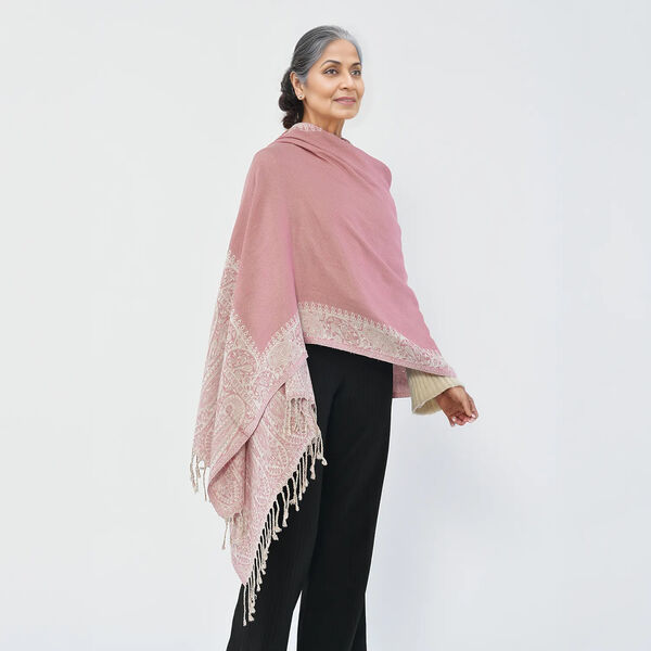 Gewebter Viskose Jamawar Schal, pink image number 3