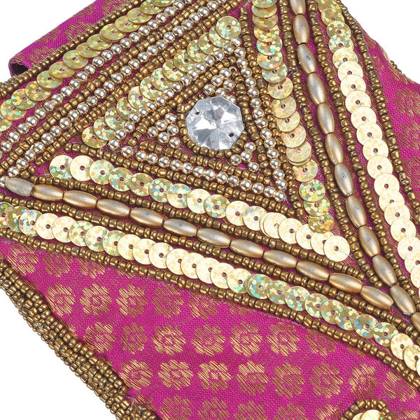 Handgefertigte Brokat Handtasche, Rot image number 6