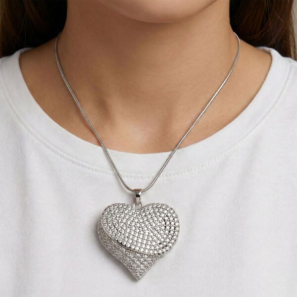 Wei&szlig;er Zirkonia Halskette ca. 52 cm Nickelfreies Messing image number 2