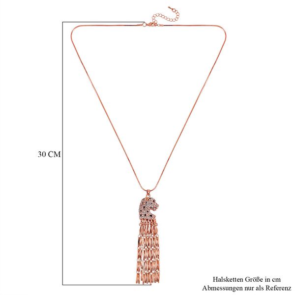 Schwarzer Kristall, Wei&szlig;er Zirkonia Halskette ca. 60 cm Legierung emailliert image number 6