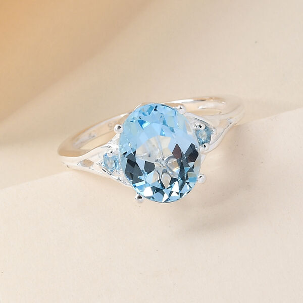 Himmelblauer Topas Ring 925 Silber  ca. 3,06 ct image number 2