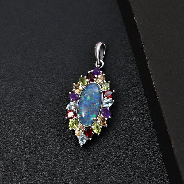 Boulder Opal Triplett und Multi-Edelstein Anh&auml;nger - 6,72 ct. image number 2