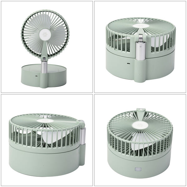 Kabelloser, faltbarer Ventilator mit integriertem Luftbefeuchter, USB-Anschluss, Wei&szlig;gr&uuml;n image number 5