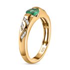 Kagem Sambischer Smaragd, Weißer Zirkon Ring, 925 Silber vergoldet (Größe 20.00) ca. 0.58 ct image number 4