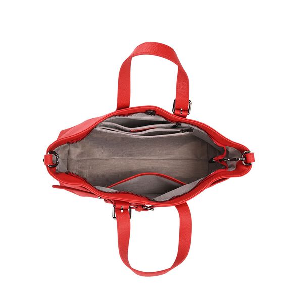 Echtleder-Crossbody-Bag im Trapez-Design, 32x12x19 cm, Rot image number 4