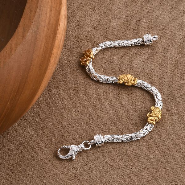 Royal Bali Kollektion- Zweifarbiges Elefant Armband, 19cm image number 1