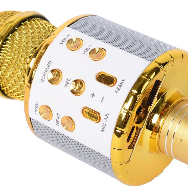 Multifunktions Karaoke Mikrofon und Bluetooth Lautsprecher mit sprachgesteuerten LED - Lichter und Sound - Echo, Gold image number 4