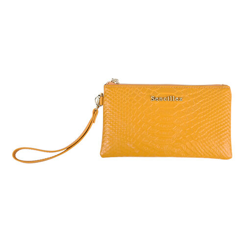 SENCILLEZ - 100% Leder Clutch, Gelb image number 0