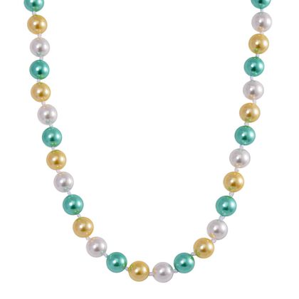 Gold, Gr&uuml;n und wei&szlig;e Muschelkernperle (12mm) Halskette, Gr&ouml;&szlig;e ca. 50 cm mit Reiner Edelstahl Magnetverschluss