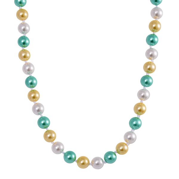 Goldene, wei&szlig;e und gr&uuml;ne Muschelkernperlen-Halskette, 50cm