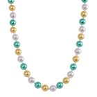 Gold, Grün und weiße Muschelkernperle (11-13mm) Halskette, Größe ca. 50 cm mit Reiner Edelstahl Magnetverschluss