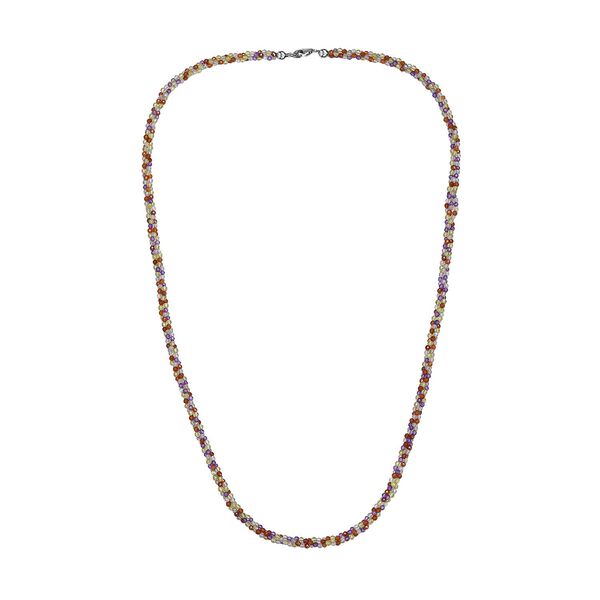 Mehrfarbige Edelstein Halskette ca. 60 cm 925 Silber ca. 100.56 ct image number 4
