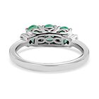 Sambischer Smaragd und Diamant 3 Stein Ring 925 Silber Platin-Überzug image number 5