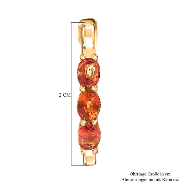 D'Joy AA Orange Saphir Ohrringe 925 Silber 750 Gelb Vergoldet ca. 1.51 ct image number 5