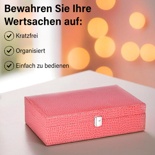 Premium Schmuckbox mit Silberpoliertuch, 32x20x8,7 cm, Rosa image number 1