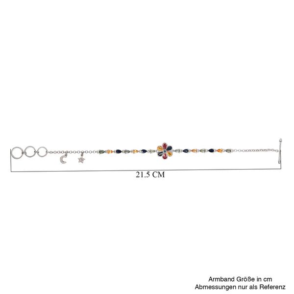 Mehrfarbig Saphirr-Armband, ca. 19 cm, 925 Silber platiniert ca. 5.44 ct image number 6