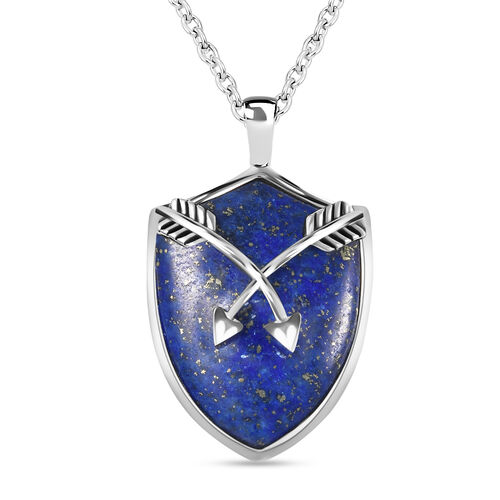 Lapislazuli Anhänger mit Kette, 60 cm, Edelstahl ca. 27,90 ct image number 0