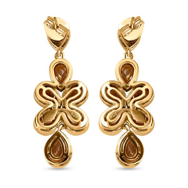 Champagner Quarz Ohrringe, 925 Silber vergoldet ca. 7,88 ct image number 5