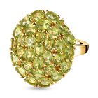 Nat&uuml;rlicher Peridot Ring, 925 Silber Gelbgold Vermeil (Gr&ouml;&szlig;e 17.00), ca. 5.83 ct