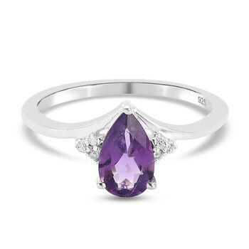 Afrikanischer Amethyst und Zirkon Ring 925 Silber (Gr&ouml;&szlig;e 16.00) ca. 0,82 ct