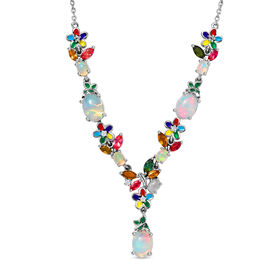 D'Joy AA Natürliche, äthiopische Welo Opal, Multi-Turmalin und Zirkon Halskette, 45 cm - 4.31 ct.