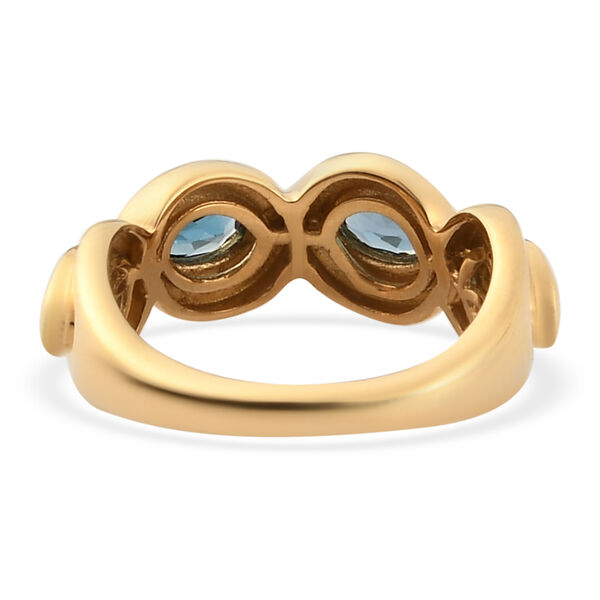 London Blau Topas und Zirkon Ring 925 Silber vergoldet  ca. 1,20 ct image number 6