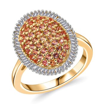 AAA Padparadscha Saphir und Diamant Ring - 1,03 ct.
