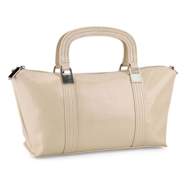 Klassische Leder Crossbody Tasche im Clean Chic Look 27 x 17 x 10 cm Cremewei&szlig;