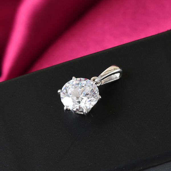 LUSTRO STELLA Hergestellt mit ZIRKONIA Solit&auml;r Anh&auml;nger 925 Silber Platin-&Uuml;berzug image number 3