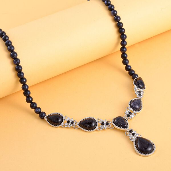 Blaue Sandstein Halskette ca. 45 cm  ca. 164.00 ct image number 2